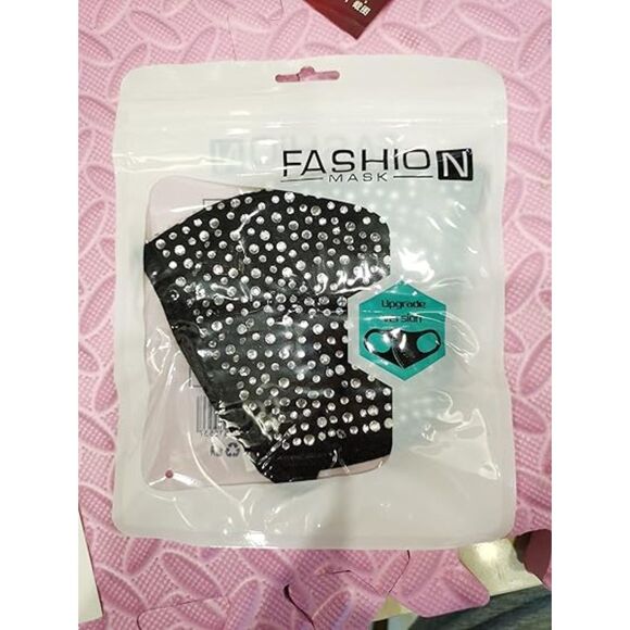 Women's 2 Pcs Masquerade Mask Reusable Rhinestone Music festival mask Breathable - Picture 4 of 7